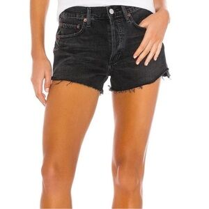 Black Distressed Denim Shorts